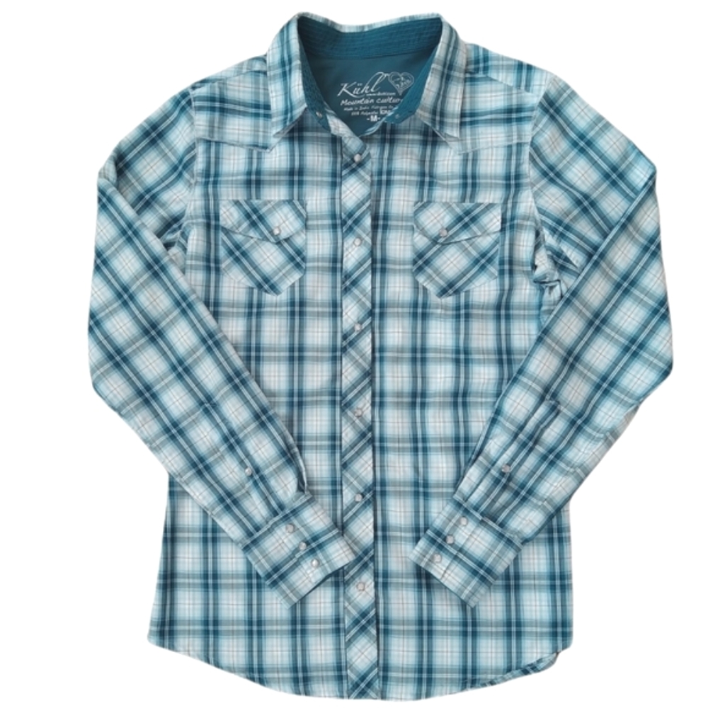 Kuhl Mountain Culture Ionik Plaid Pearl Snap Buttons Western Long Sleeve Shirt